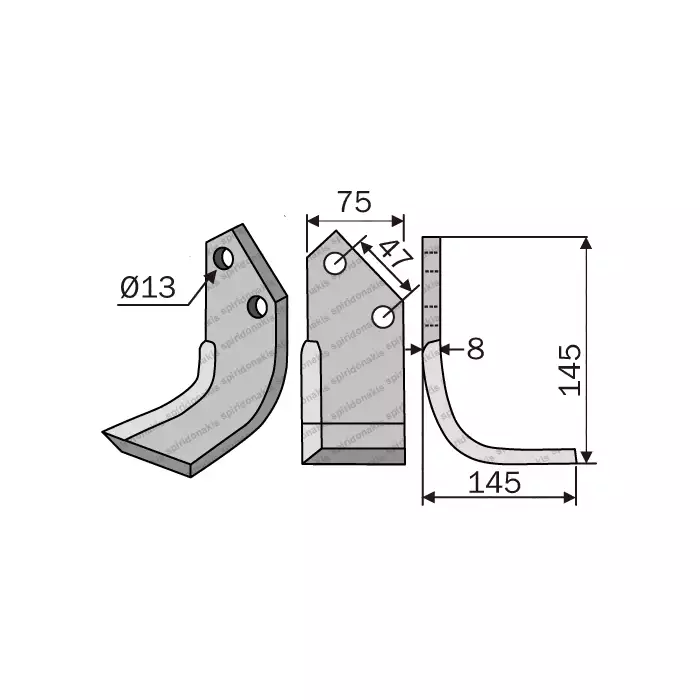 Rotary Cultivator Blade Ferrari Long 80x7