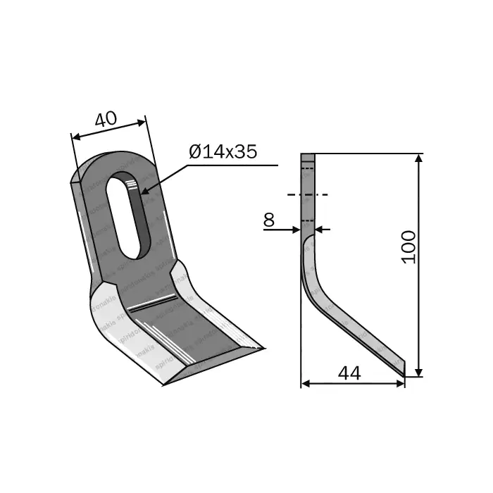 Mulcher Blade Curved 40x8 Ferri Mulcher Blade Curved 40x8 Ferri